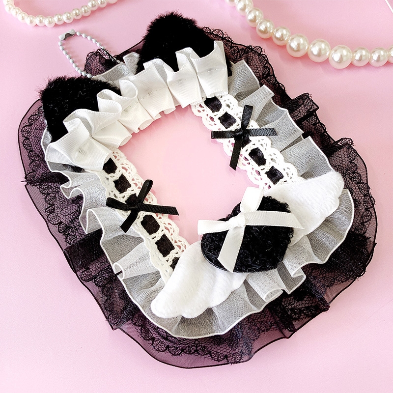 【グッズ-カードケース】ノンキャラオリジナル 猫耳フリルレースデコトレカケース ブラック【G.triGer】