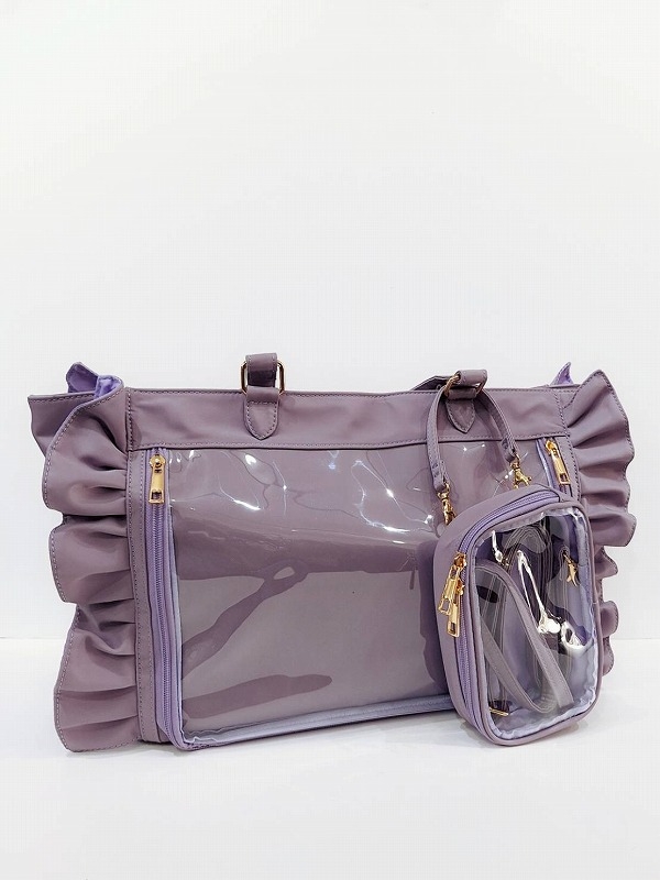 【グッズ-バッグ】春奈るな×REA RAREコラボ OSHI TO DATE（オシトデート） ぬいポ付A4面フリルバッグ ラベンダーシュガー（パープル）【REA RARE】