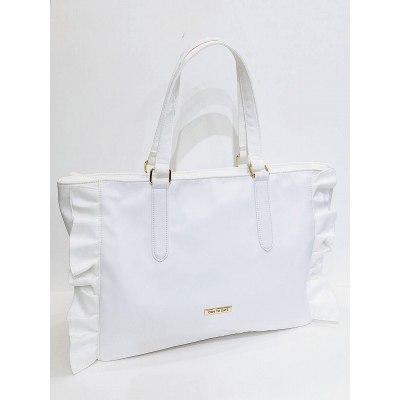 【グッズ-バッグ】春奈るな×REA RAREコラボ OSHI TO DATE(オシトデート) ぬいポ付A4面フリルバッグ ホイップシュガー(ホワイト)【REA RARE】