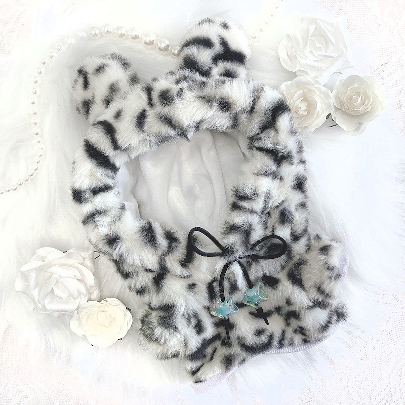 【グッズ-カバーホルダー】ノンキャラオリジナル ぬいぐるみ用ヒョウ柄パーカー/BK【G.triGer】