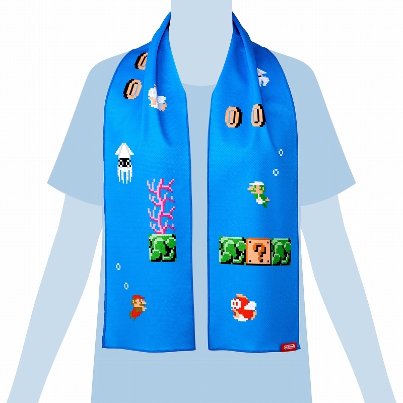 【グッズ-タオル】スーパーマリオ トラベル クールタオル（水中コース）