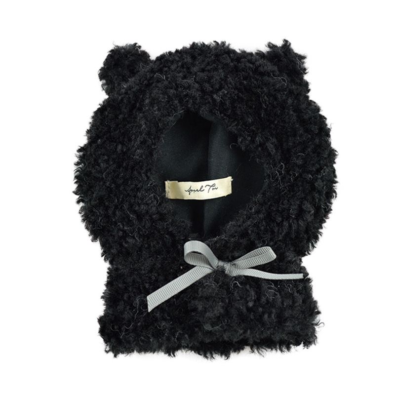 【グッズ-ぬい服】ノンキャラオリジナル アニマル耳ぬいポンチョ ブラック (ネコ)【Appel Toi】