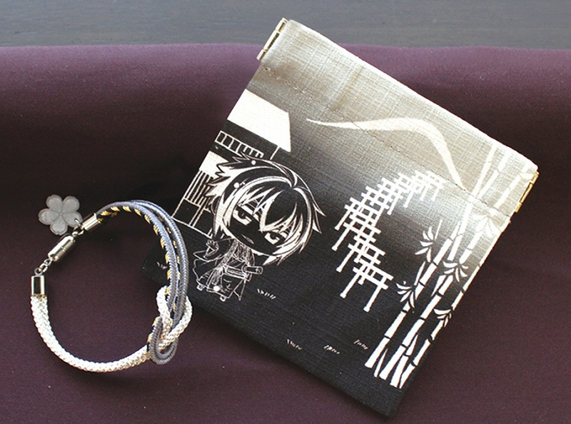 【グッズ-腕輪】薄桜鬼 真改 京くみひもブレスレット(ミニポーチ付) 風間千景 灰【舞扇堂】