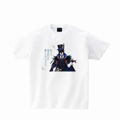 【グッズ-Tシャツ】『ディズニー ツイステッドワンダーランド』 Tシャツ ホワイト ディア・クロウリー&セリフ M