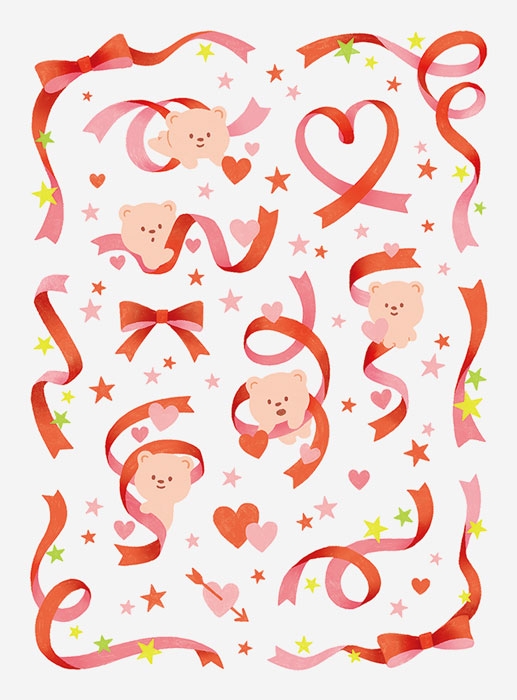 【グッズ-ステッカー】ノンキャラオリジナル ファブラブ デコレーションステッカー リボン01【favluv】