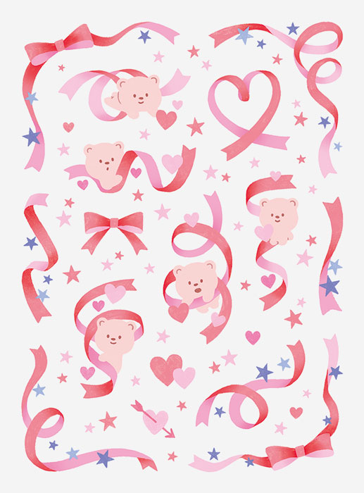 【グッズ-ステッカー】ノンキャラオリジナル ファブラブ デコレーションステッカー リボン02【favluv】