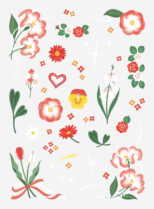 【グッズ-ステッカー】ノンキャラオリジナル ファブラブ デコレーションステッカー フラワー01【favluv】