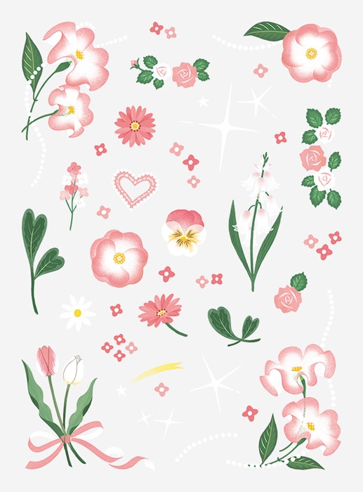 【グッズ-ステッカー】ノンキャラオリジナル ファブラブ デコレーションステッカー フラワー02【favluv】