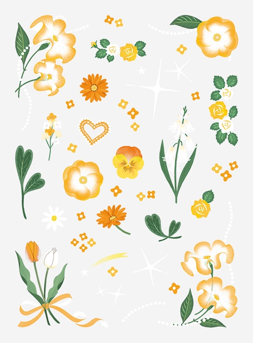 【グッズ-ステッカー】ノンキャラオリジナル ファブラブ デコレーションステッカー フラワー03【favluv】