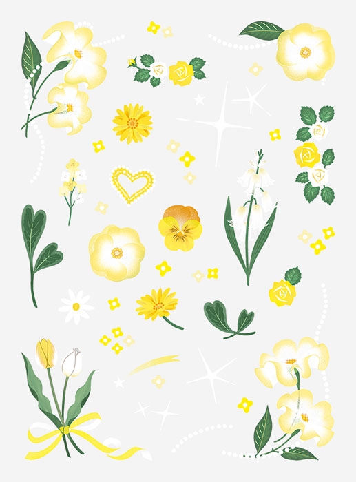 【グッズ-ステッカー】ノンキャラオリジナル ファブラブ デコレーションステッカー フラワー04【favluv】