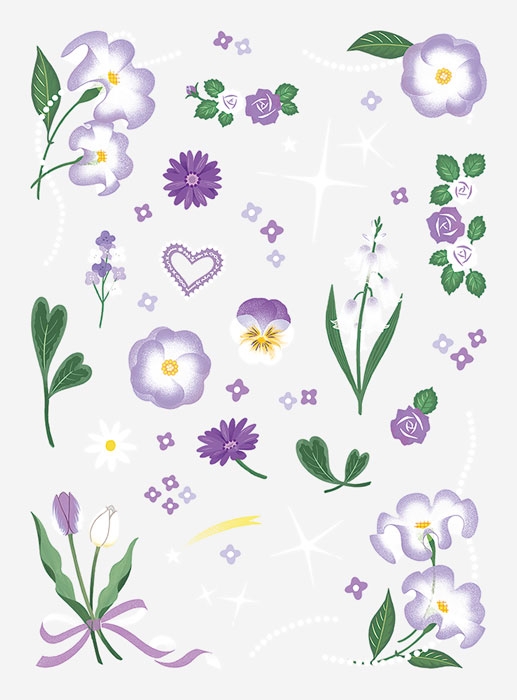 【グッズ-ステッカー】ノンキャラオリジナル ファブラブ デコレーションステッカー フラワー07【favluv】