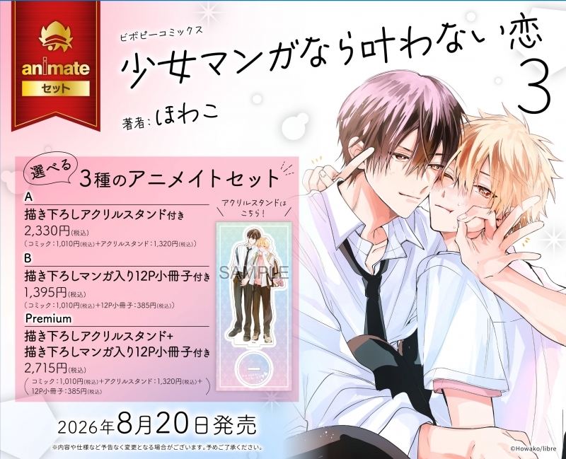 【コミック】少女マンガなら叶わない恋(3) アニメイトセットB【描き下ろしマンガ入り12P小冊子付き】