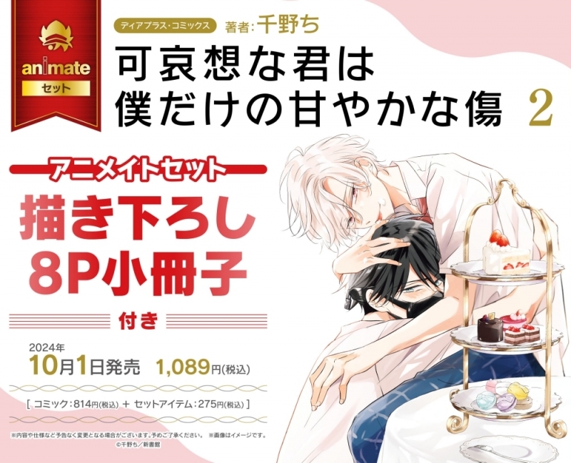 【コミック】可哀想な君は僕だけの甘やかな傷(2) アニメイトセット【描き下ろし8P小冊子付き】