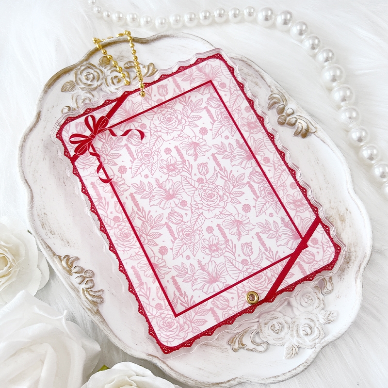 【グッズ-スタンドポップ】ノンキャラオリジナル アクリルフレーム 【花柄】 レッド【G.triGer】