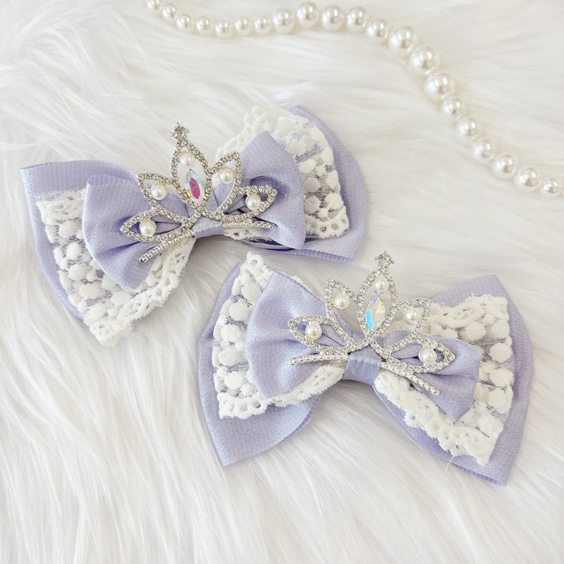 【グッズ-クリップ】ノンキャラオリジナル ティアラ付きリボンクリップ ラベンダー【G.triGer】