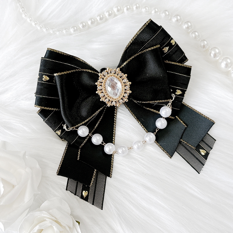 【グッズ-チャーム】ノンキャラオリジナル パール付きペンライトリボン ブラック【G.triGer】