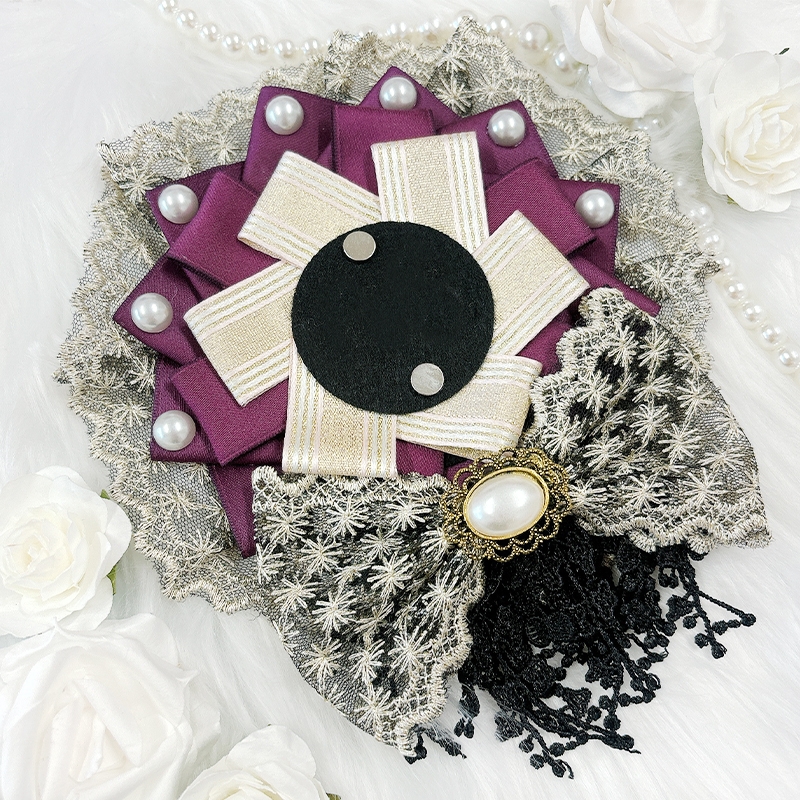 【グッズ-カバーホルダー】ノンキャラオリジナル レースリボンロゼット パープル【G.triGer】