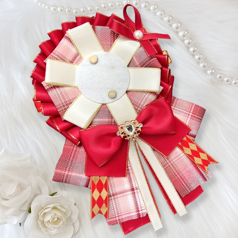 【グッズ-カバーホルダー】ノンキャラオリジナル チェック柄ロゼット レッド【G.triGer】