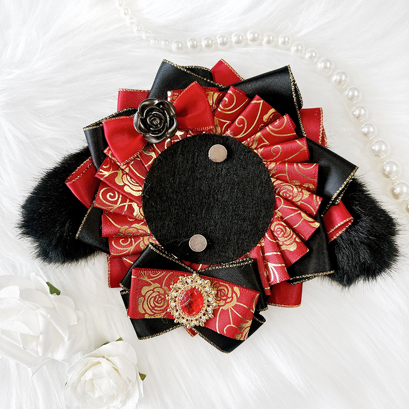 【グッズ-カバーホルダー】ノンキャラオリジナル 垂れ耳付きロゼット レッド【G.triGer】