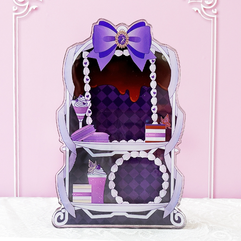 【グッズ-スタンドポップ】ノンキャラオリジナル アクリルフレーム【アフタヌーンティー】 缶バッジ・カード用 パープル【G.triGer】