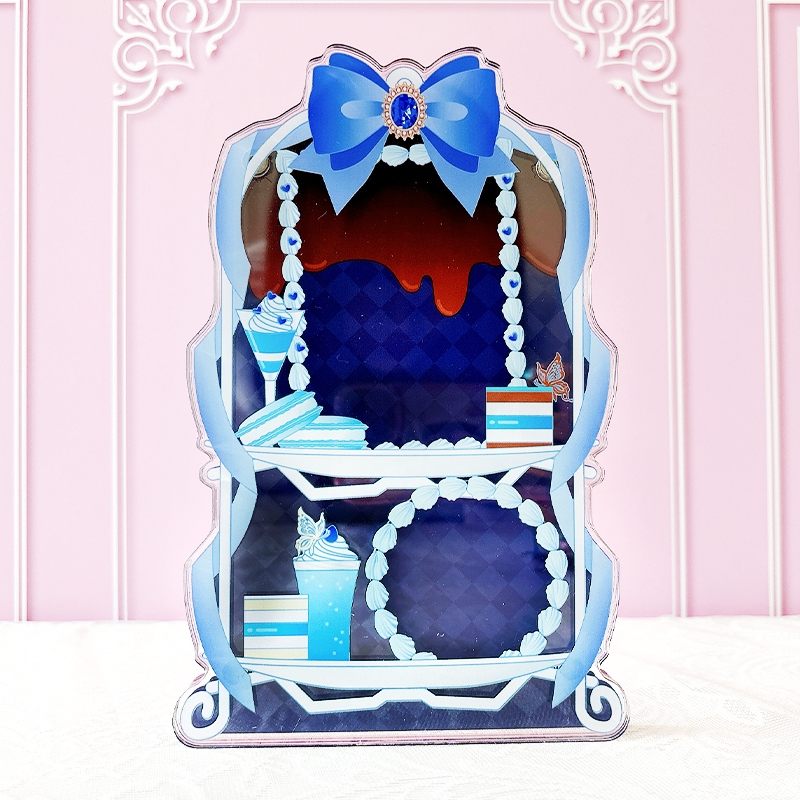 【グッズ-スタンドポップ】ノンキャラオリジナル アクリルフレーム【アフタヌーンティー】 缶バッジ・カード用 ブルー【G.triGer】