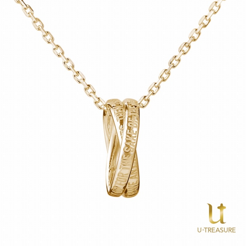 【グッズ-ネックレス】ワンピース シャンクス＆白ひげ ダブルリングネックレス K10イエローゴールド