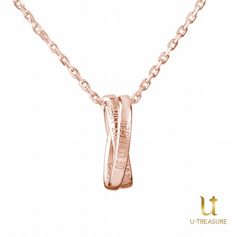 【グッズ-ネックレス】ワンピース エース＆ルフィ ダブルリングネックレス K10ピンクゴールド