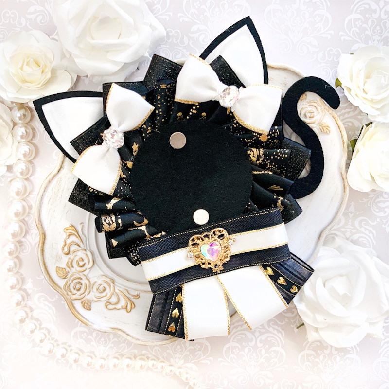 【グッズ-マグネット】ノンキャラオリジナル 猫耳付きロゼット WH【G.triGer】