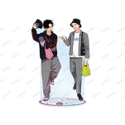 【グッズ-スタンドポップ】ハッピークソライフ はらだ先生 描き下ろし 粕谷京太郎&葛谷善行 わくわくショッピングver. 特大アクリルスタンド