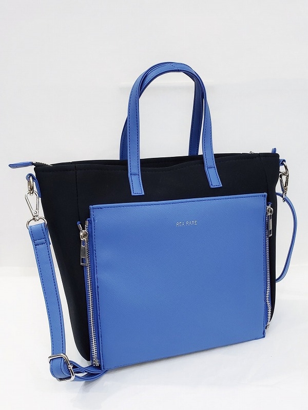 【グッズ-バッグ】ノンキャラオリジナル クルア回転式バイカラー2wayバッグ ブルー【REA RARE】