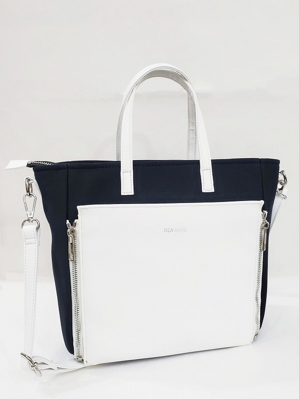 【グッズ-バッグ】ノンキャラオリジナル クルア回転式バイカラー2wayバッグ ホワイト【REA RARE】