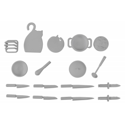 【プラモデル】お料理セット01 グレー 1/12