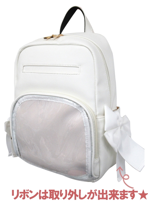 【10%OFF】【グッズ-バッグ】ノンキャラオリジナル クリアポケット リボンミニリュック ホワイト【クレスト】