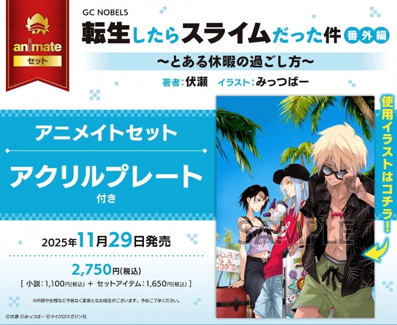 【小説】転生したらスライムだった件 番外編 ~とある休暇の過ごし方~ アニメイトセット【アクリルプレート付き】