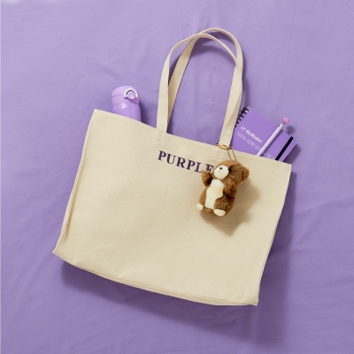 【グッズ-バッグ】ノンキャラオリジナル 推部屋トートバッグ キャンバス 80.パープル【推部屋plus】