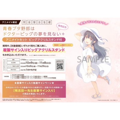 【小説】青春ブタ野郎はドクターピッグの夢を見ない+ 通常版 発売記念 アニメイトセット【ビックアクリルスタンド購入用シリアル付き】【完全受注生産】