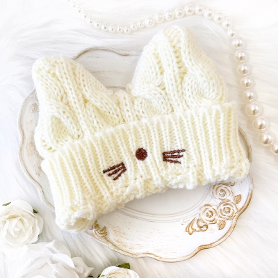 【グッズ-ぬい服】ノンキャラオリジナル ぬいぐるみ用猫耳ニット帽 15~20cm 用【G.triGer】