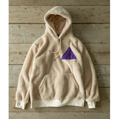 【グッズ-ジャンパー・コート】ゆるキャン△ WILDERNESS EXPERIENCE コラボテントポケットボアパーカー XL ベージュ【アクロス】