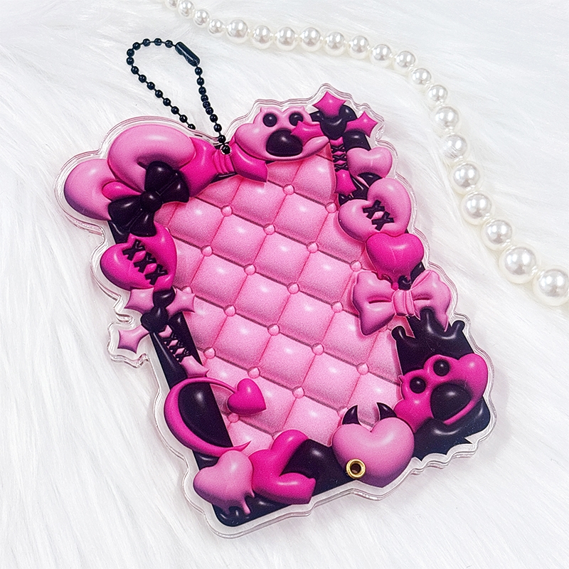 【グッズ-スタンドポップ】ノンキャラオリジナル アクリルフレーム 【ぷっくり】 トレカ・アクスタ用/ピンク【G.triGer】
