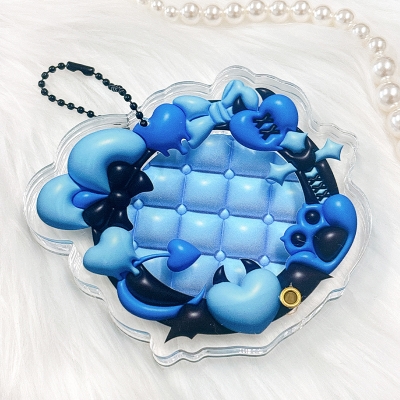 【グッズ-スタンドポップ】ノンキャラオリジナル 缶バッジ用アクリルフレーム 【ぷっくり】58mm用/ブルー【G.triGer】