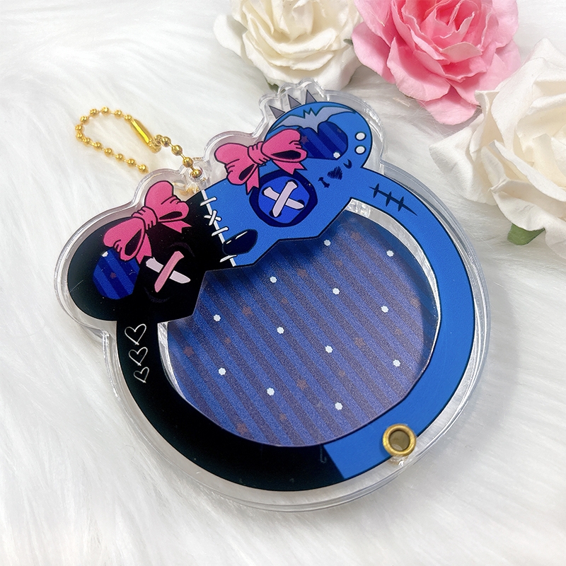 【グッズ-スタンドポップ】ノンキャラオリジナル 缶バッジ用アクリルフレーム 【地雷系くま】58mm用/ブルー【G.triGer】