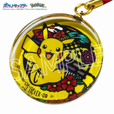 【グッズ-キーホルダー】ポケット モンスター 切り絵シリーズ ガラス根付 ピカチュウ【再販】