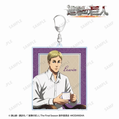 【グッズ-キーホルダー】進撃の巨人 描き下ろしイラスト エルヴィン ティータイムver. BIGアクリルキーホルダー【再販】