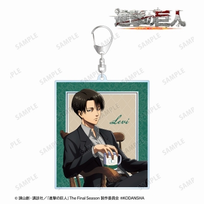 【グッズ-キーホルダー】進撃の巨人 描き下ろしイラスト リヴァイ ティータイムver. BIGアクリルキーホルダー【再販】