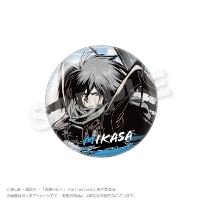 【グッズ-バッチ】進撃の巨人 墨絵風ちょいデカ缶バッジ ミカサ【再販】