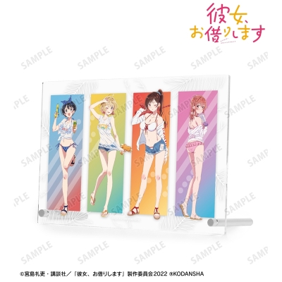 【グッズ-置きもの】TVアニメ『彼女、お借りします』 描き下ろしイラスト 集合 ビーチデートver. A5アクリルパネル【再販】