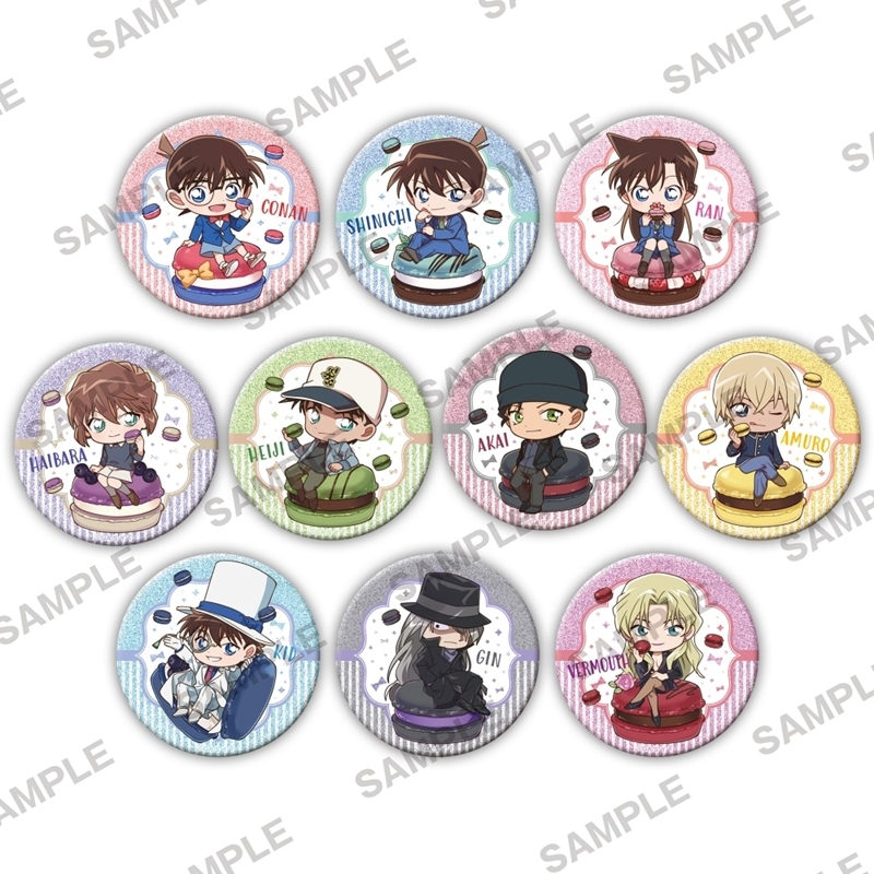 【グッズ-バッチ】名探偵コナン キラキラ缶バッジ マカロンver.【再販】