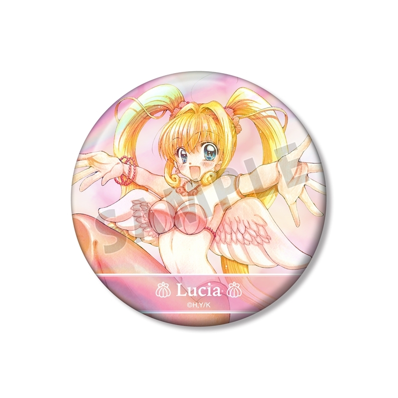 【グッズ-バッチ】ぴちぴちピッチ 花森ぴんく先生 描き下ろし るちあ 羽を纏ったマーメイドver. オーロラ缶バッジ【再販】