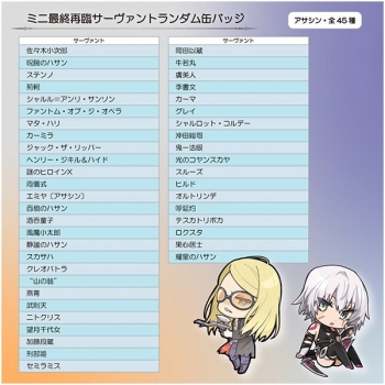 グッズ-バッチ】Fate/Grand Order ミニ最終再臨サーヴァントランダム缶 