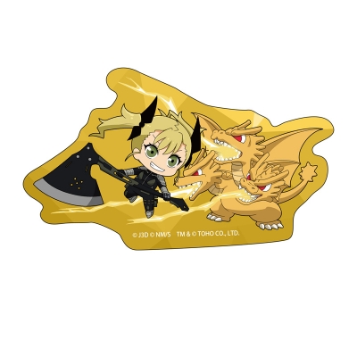 【グッズ-ステッカー】怪獣8号 ゴジラコラボ ちびキャラダイカットステッカー 四ノ宮キコル&キングギドラ